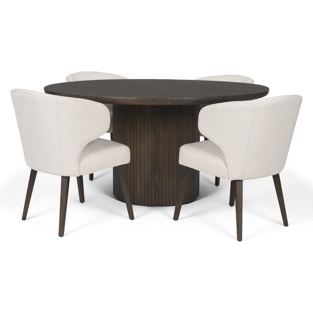 Mercana Terra Fluted Dining Table and 4 Niles Chairs, primary product view