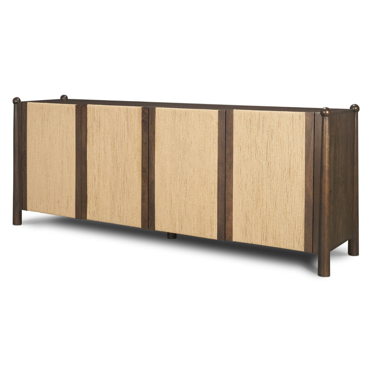 Mercana Bondi 85" Dark Brown Wood w/ Paper Rope 4 Door Closed Sideboard