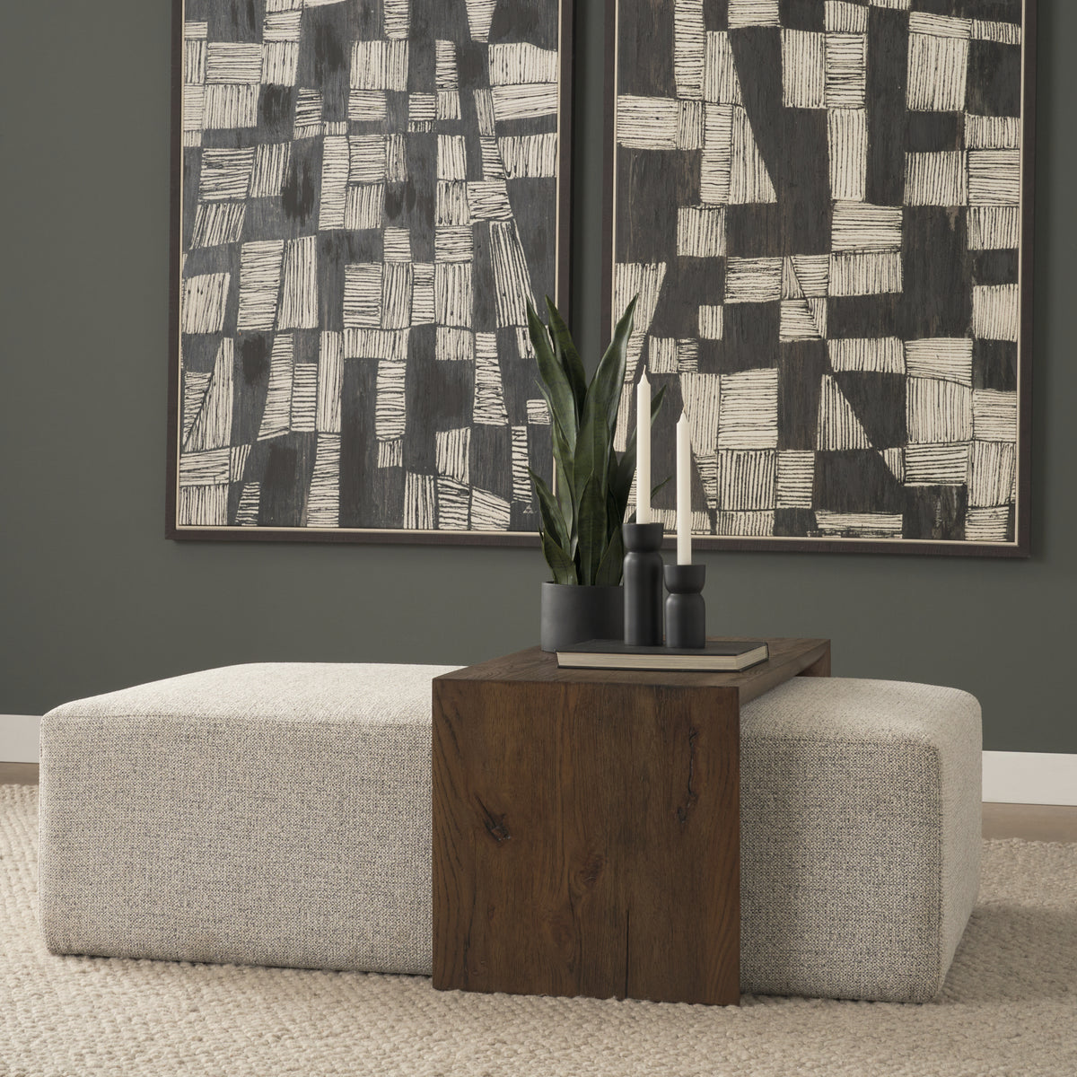 Mercana Trayden Gray Fabric w/ Brown Slider Top Coffee Table (cm)