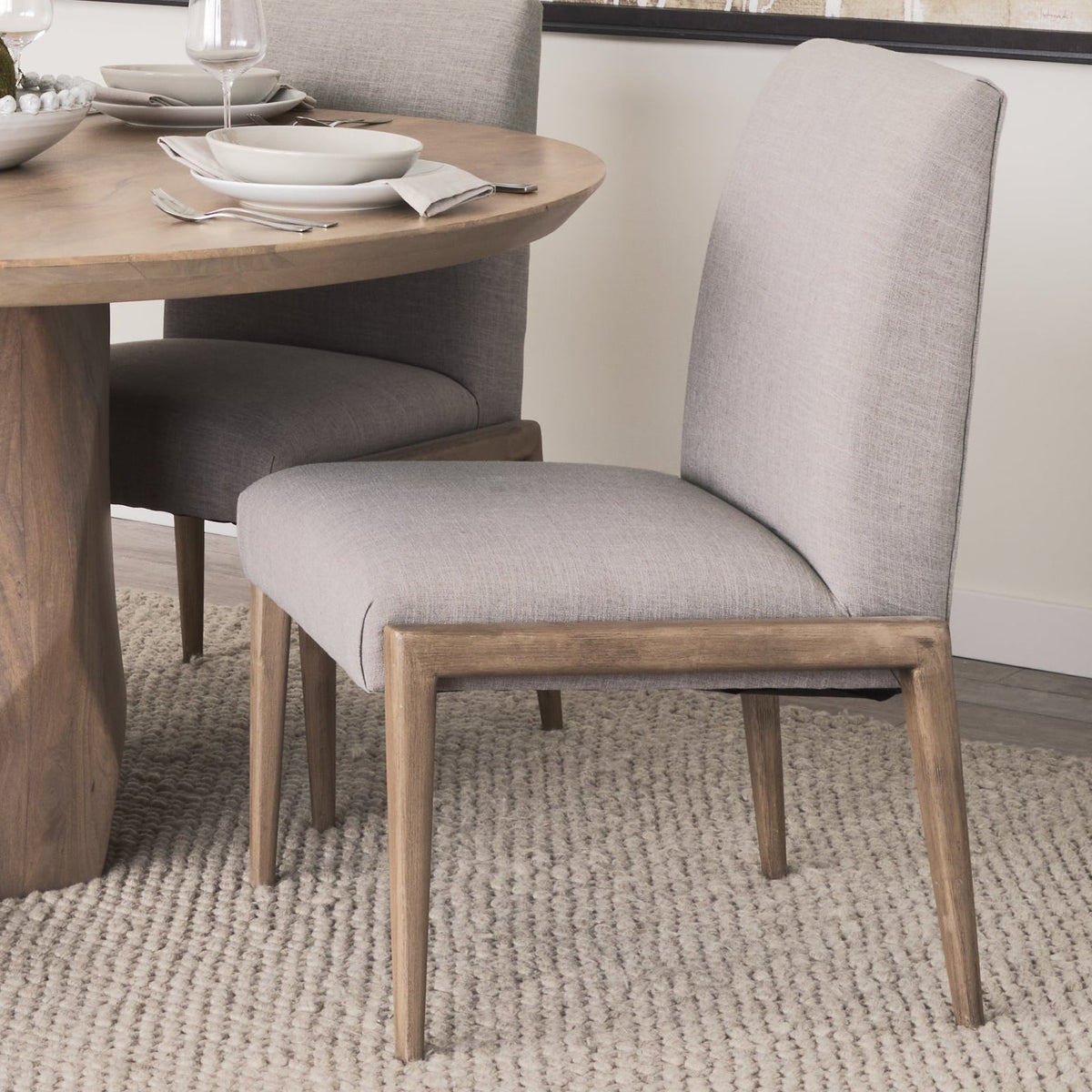 Mercana Palisades Gray w/Solid Wood Curved Back Dining Side Chair Set of 2, primary product view
