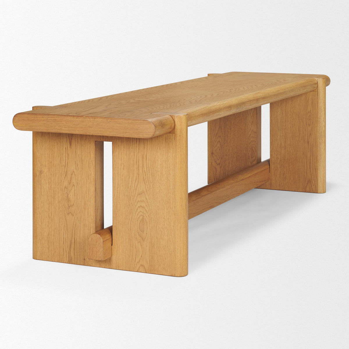 Mercana Rowan Light Brown Oak Wood Bench