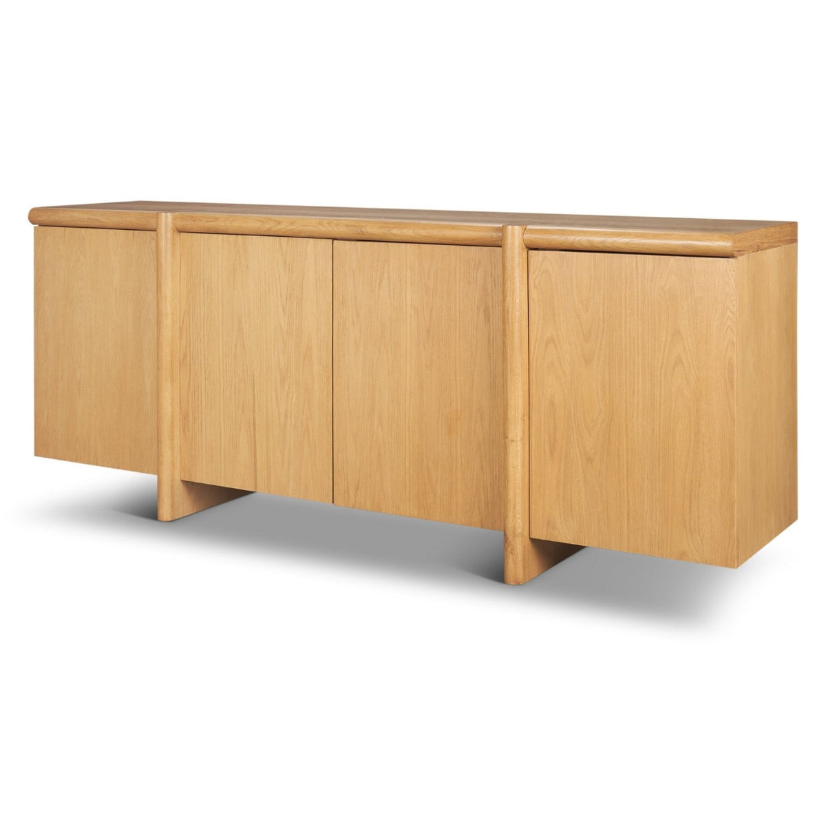 Mercana Rowan Light Brown Oak Wood Closed 4 Door Sideboard
