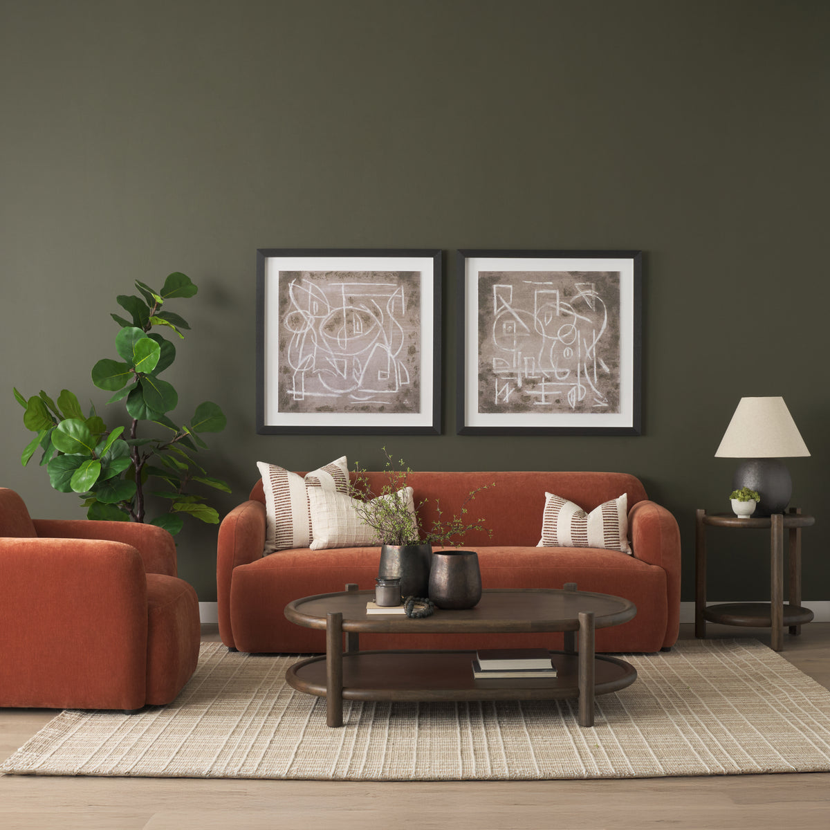 Mercana Romi Dark Brown Wood w/ Bottom Shelf Oval Coffee Table