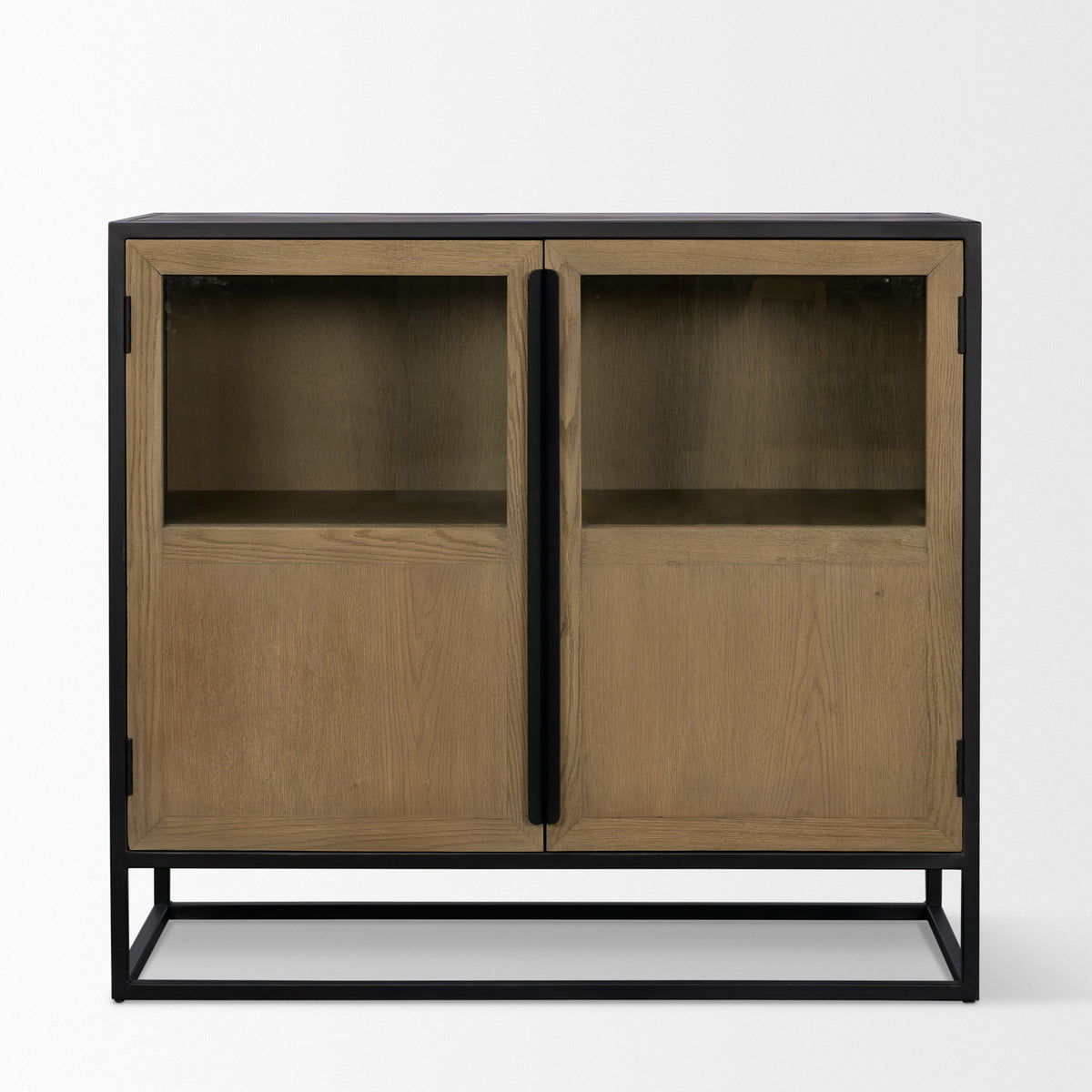 Mercana Sloan 40.0W Light Brown W/Black Metal Frame Accent Cabinet