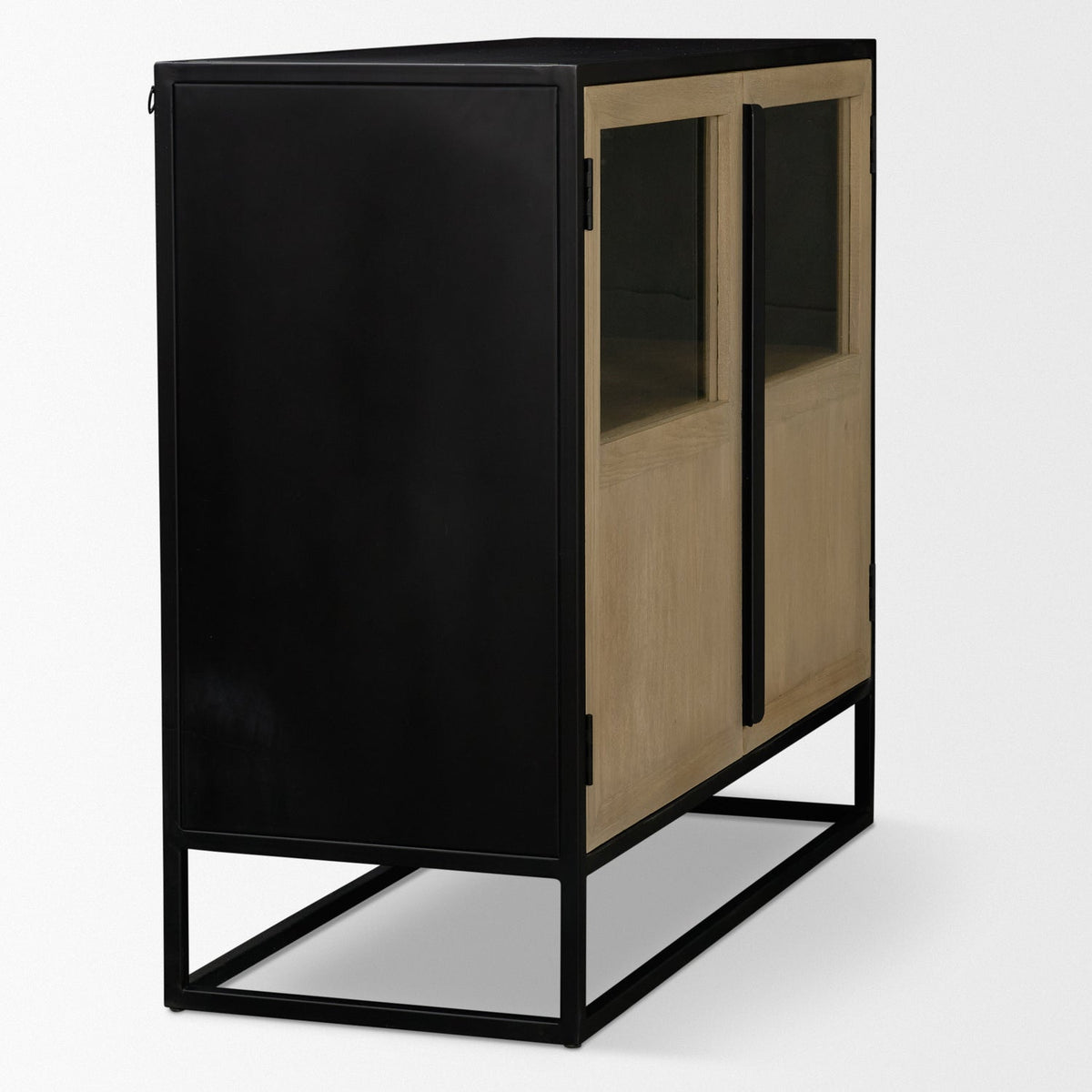Mercana Sloan 40.0W Light Brown W/Black Metal Frame Accent Cabinet
