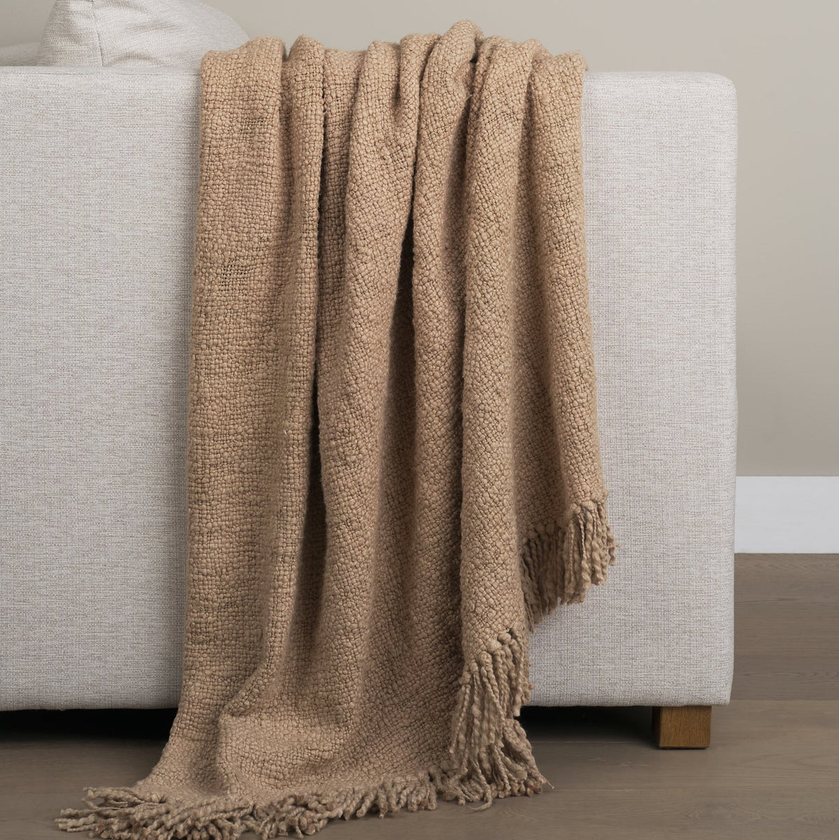 Mercana Kambal Sand Woven Cotton Throw Blanket in Taupe, primary product view