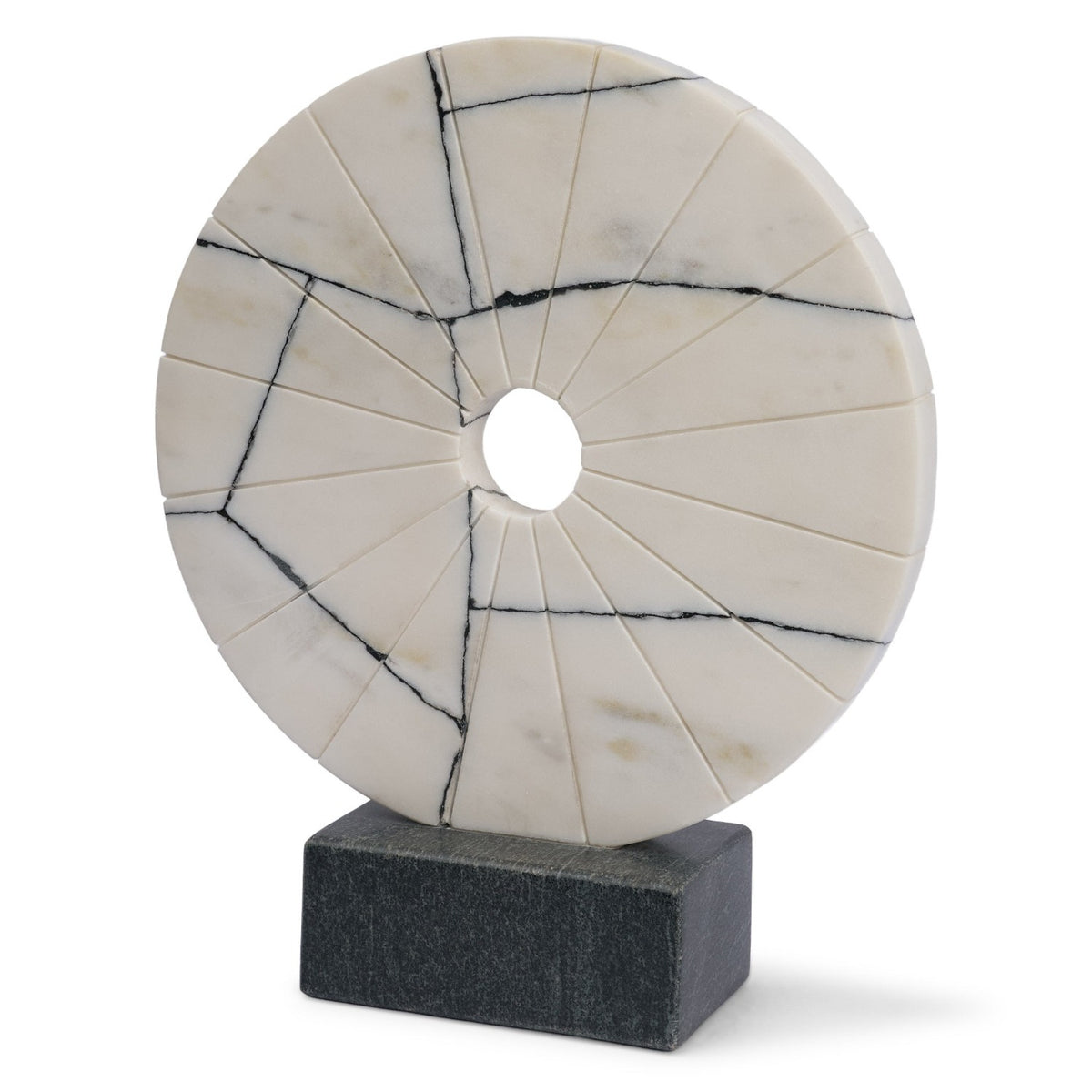 Mercana Orin White Marble Round Disc Decorative Object, primary product view