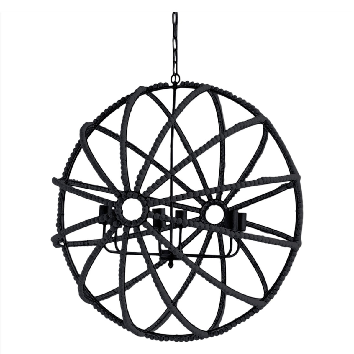 Mercana Ava II Black Metal and Wooden Bead Chandelier