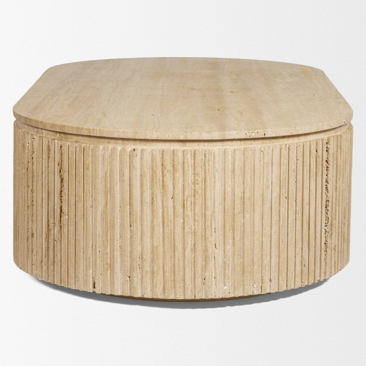 Mercana Elara Ribbed Oblong Travertine Coffee Table