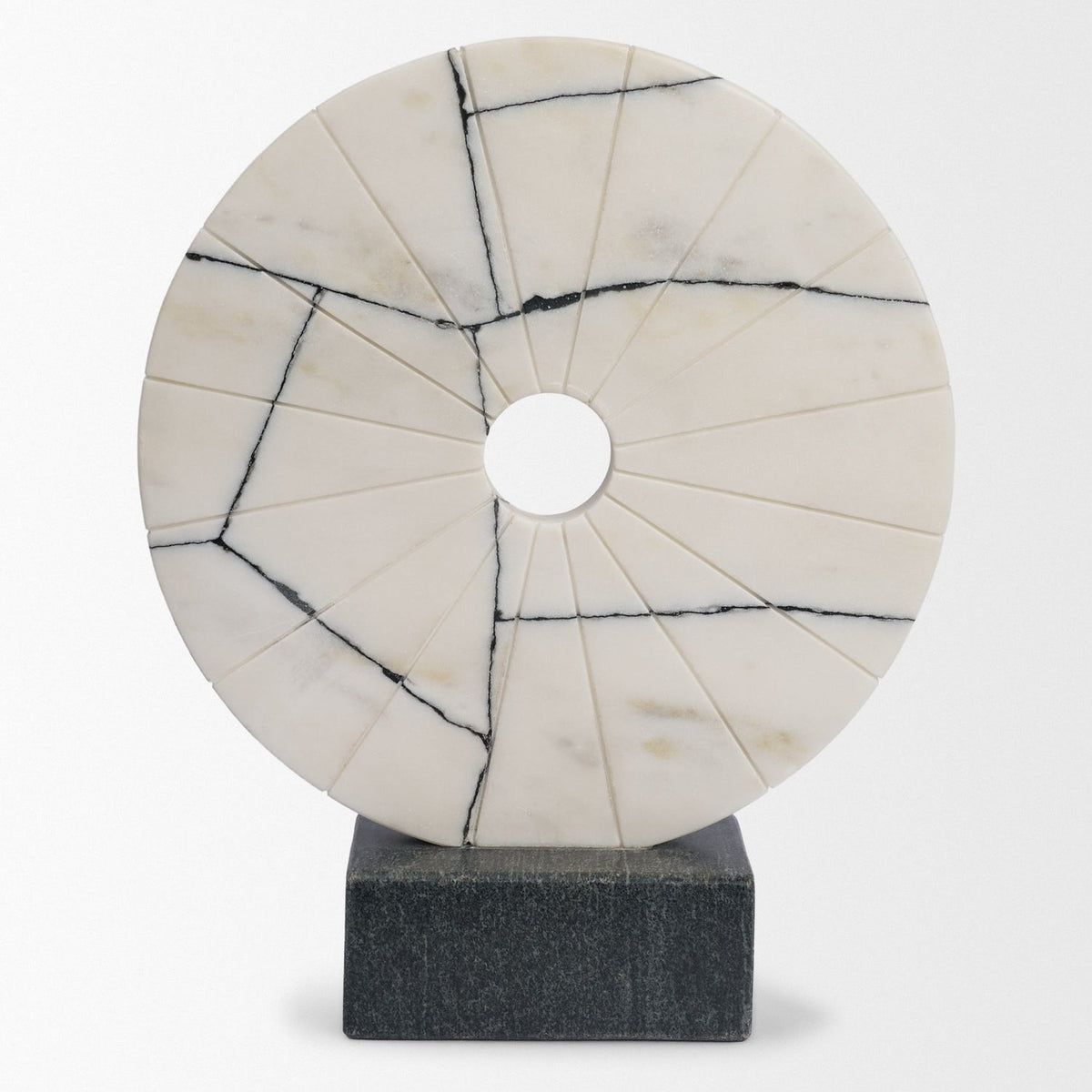 Mercana Orin White Marble Round Disc Decorative Object