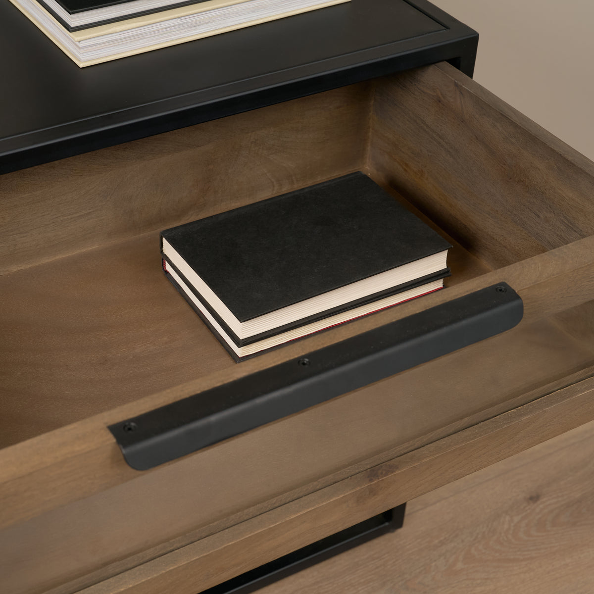 Mercana Sloan Light Brown W/ Black Metal Frame Side Table