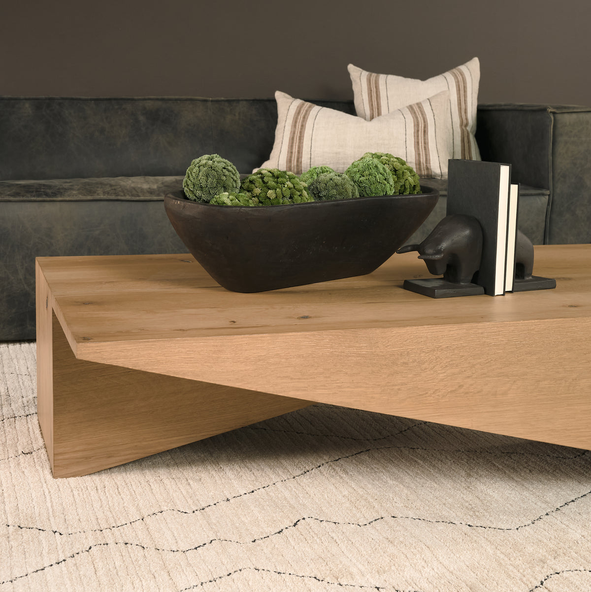 Mercana West Light Brown Oak Wood Rectangular Coffee Table
