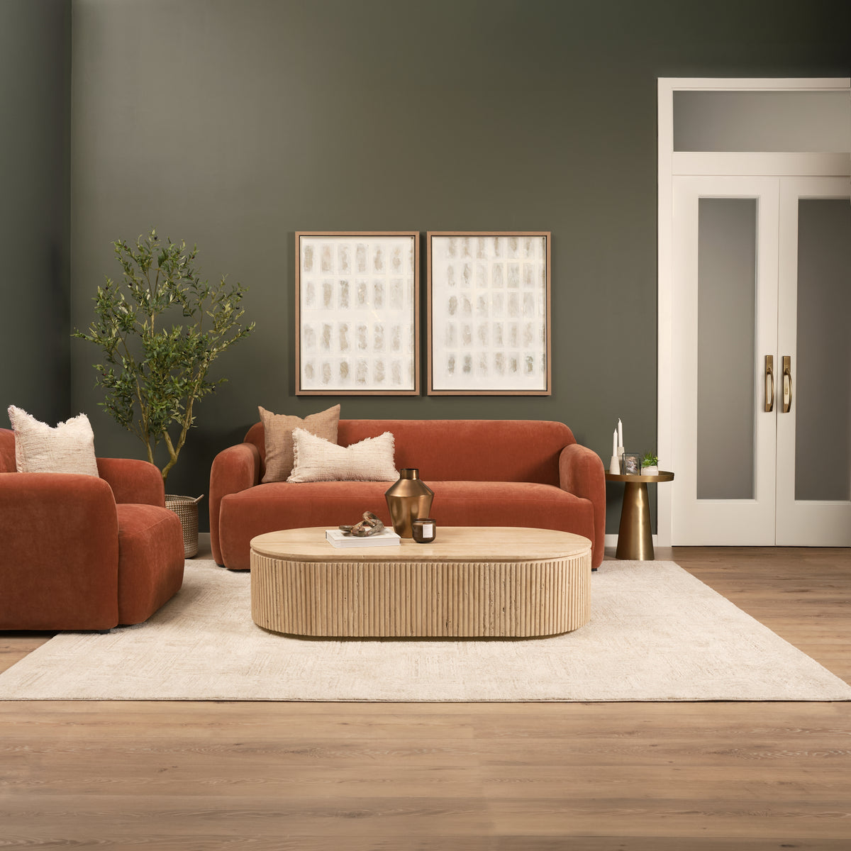 Mercana Saga Stonewashed Rust Chenille Fabric Upholstered Chair