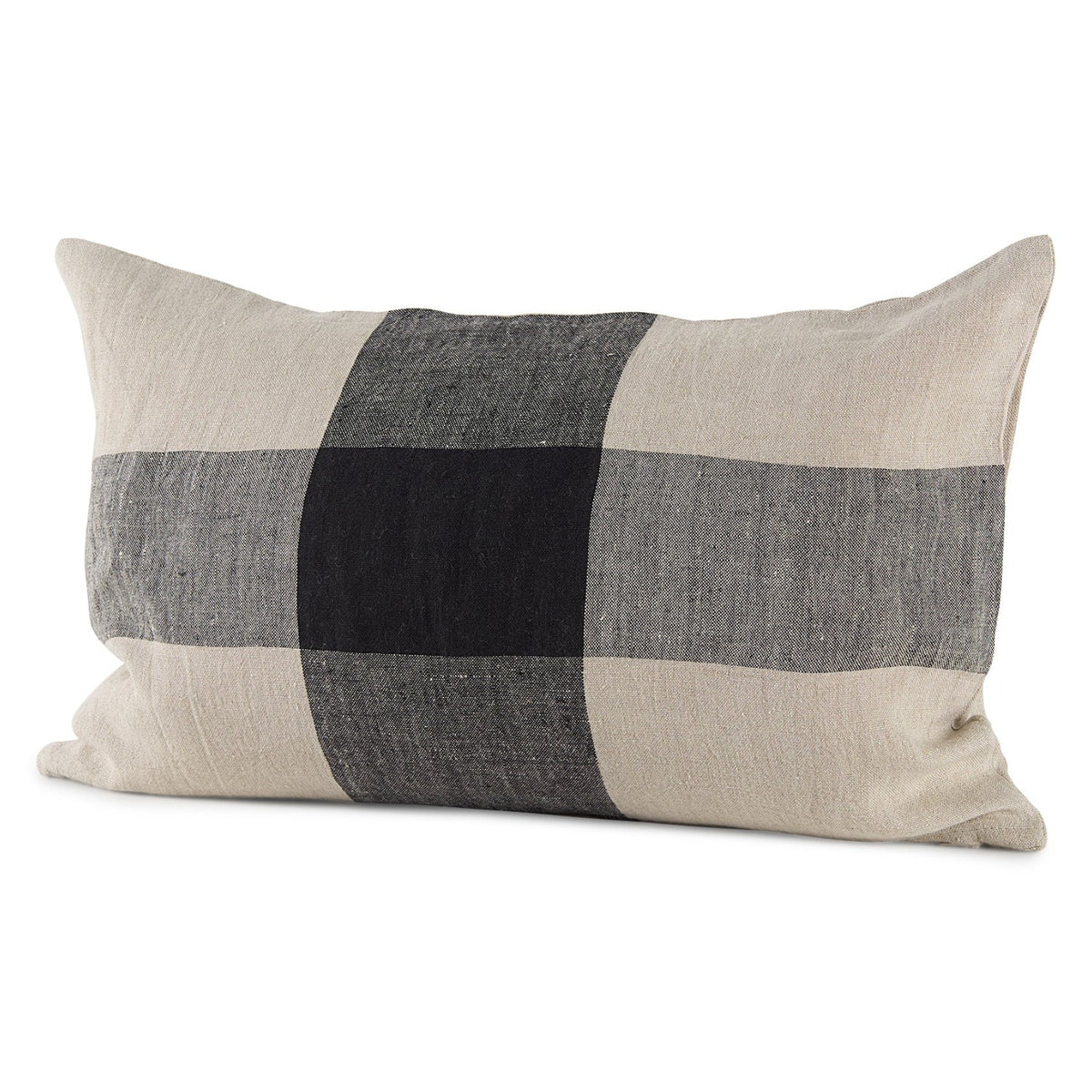 Mercana Raquel Beige and Black Plaid Throw Pillow, primary product view