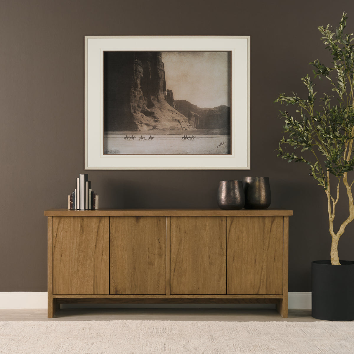Mercana Alcott Brown Wood 4 Door Closed Sideboard