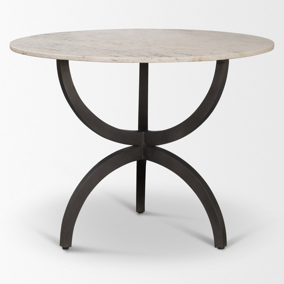 Mercana Veneto 40" Round Dining Table | Modern | White Marble & Black Metal | Seats 4
