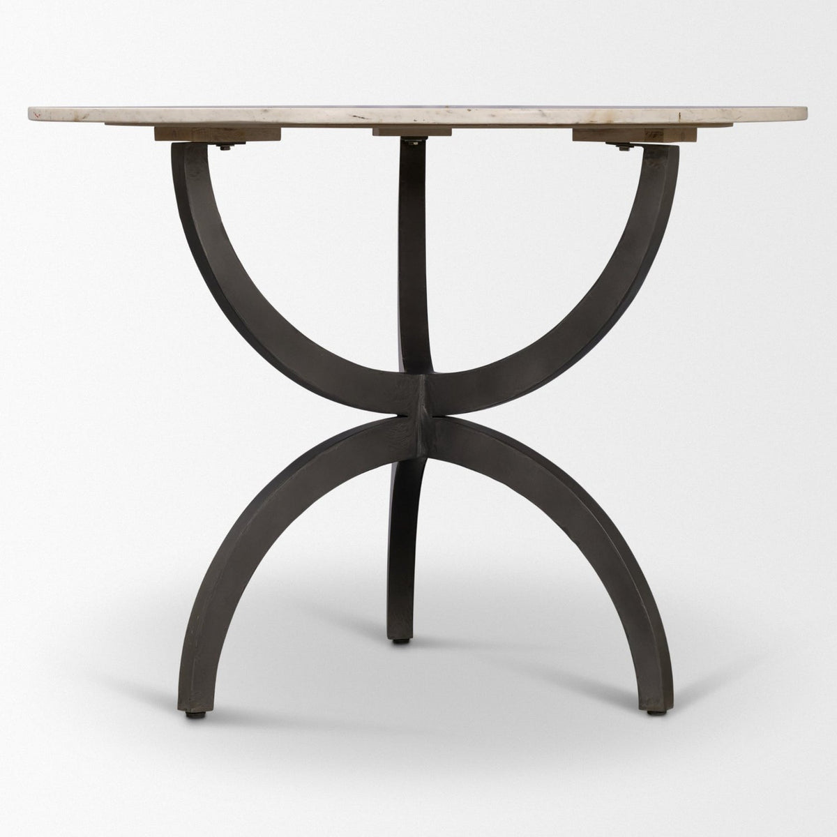 Mercana Veneto 40" Round Dining Table | Modern | White Marble & Black Metal | Seats 4