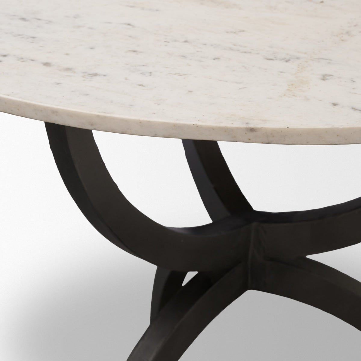 Mercana Veneto 40" Round Dining Table | Modern | White Marble & Black Metal | Seats 4