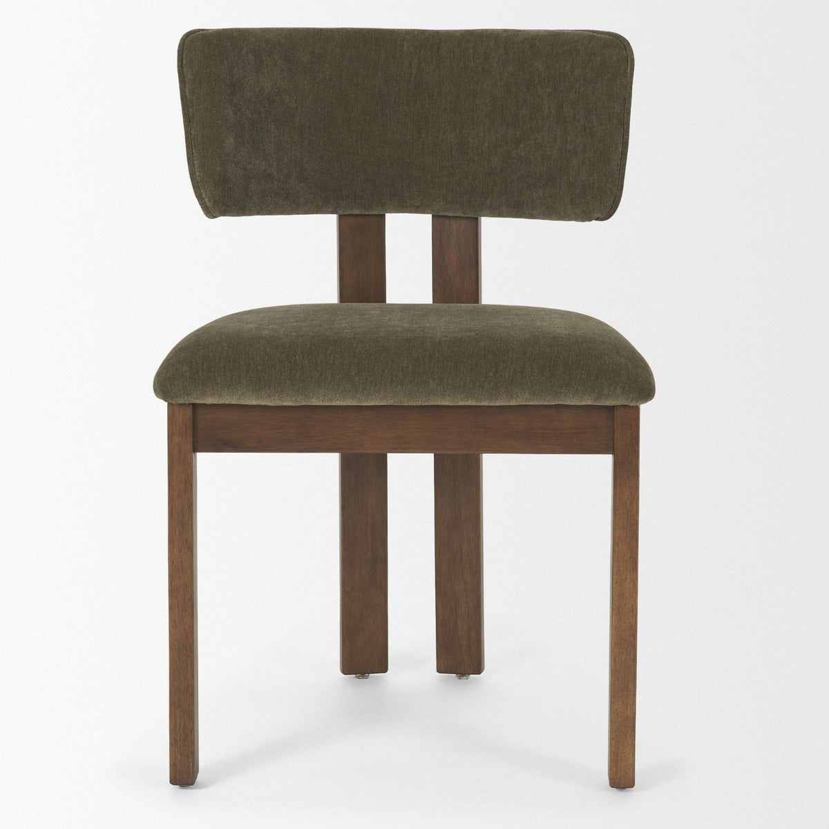 Mercana Soho Open Back Dining Side Chair | Olive Fabric w/ Brown Wood