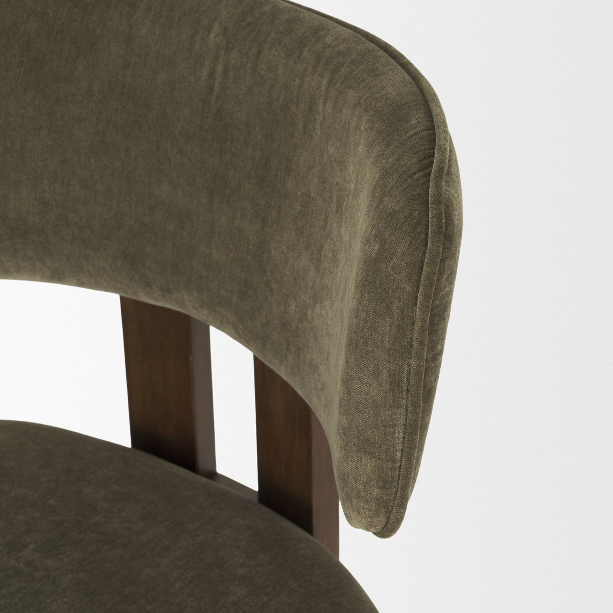 Mercana Soho Open Back Dining Side Chair | Olive Fabric w/ Brown Wood