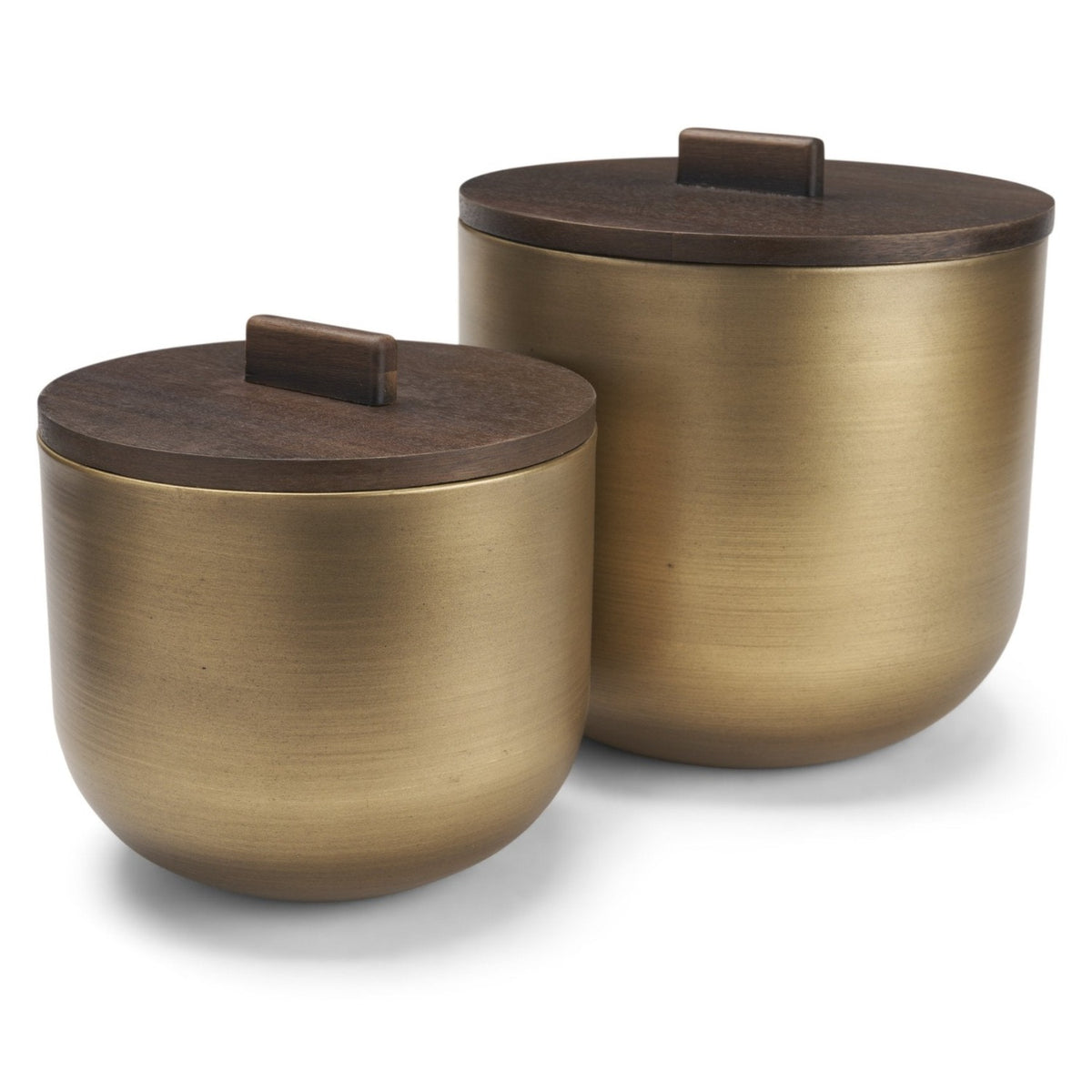 Mercana Voss Brass Metal w/Dark Brown Lid Canister Set, primary product view