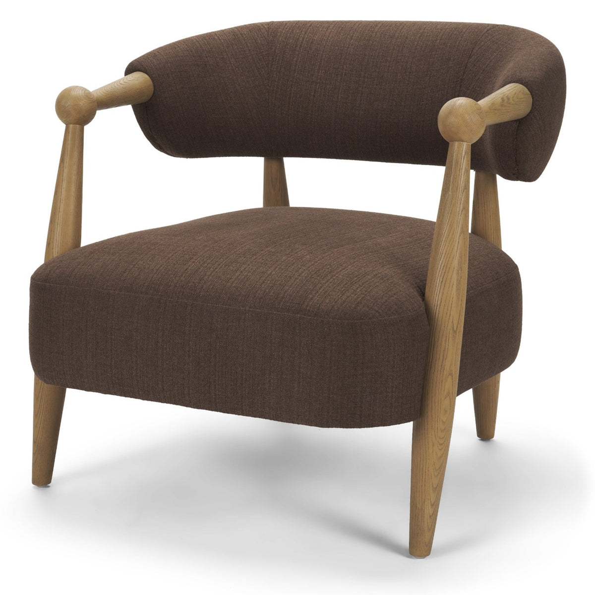 Mercana Lewis Mocha w/Brown Wood Open Back Accent Chair, primary product view