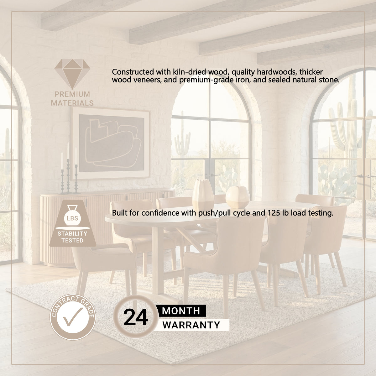 Mercana Viktor 94"L x 42"W Dining Table | Modern | Light Brown Wood | Seats 4