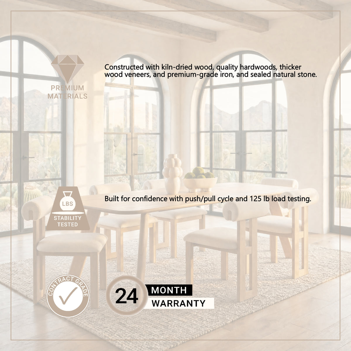 Mercana Welborn 84"L x 42"W Rectangular Dining Table | Modern | Light Brown Wood | Seats 8