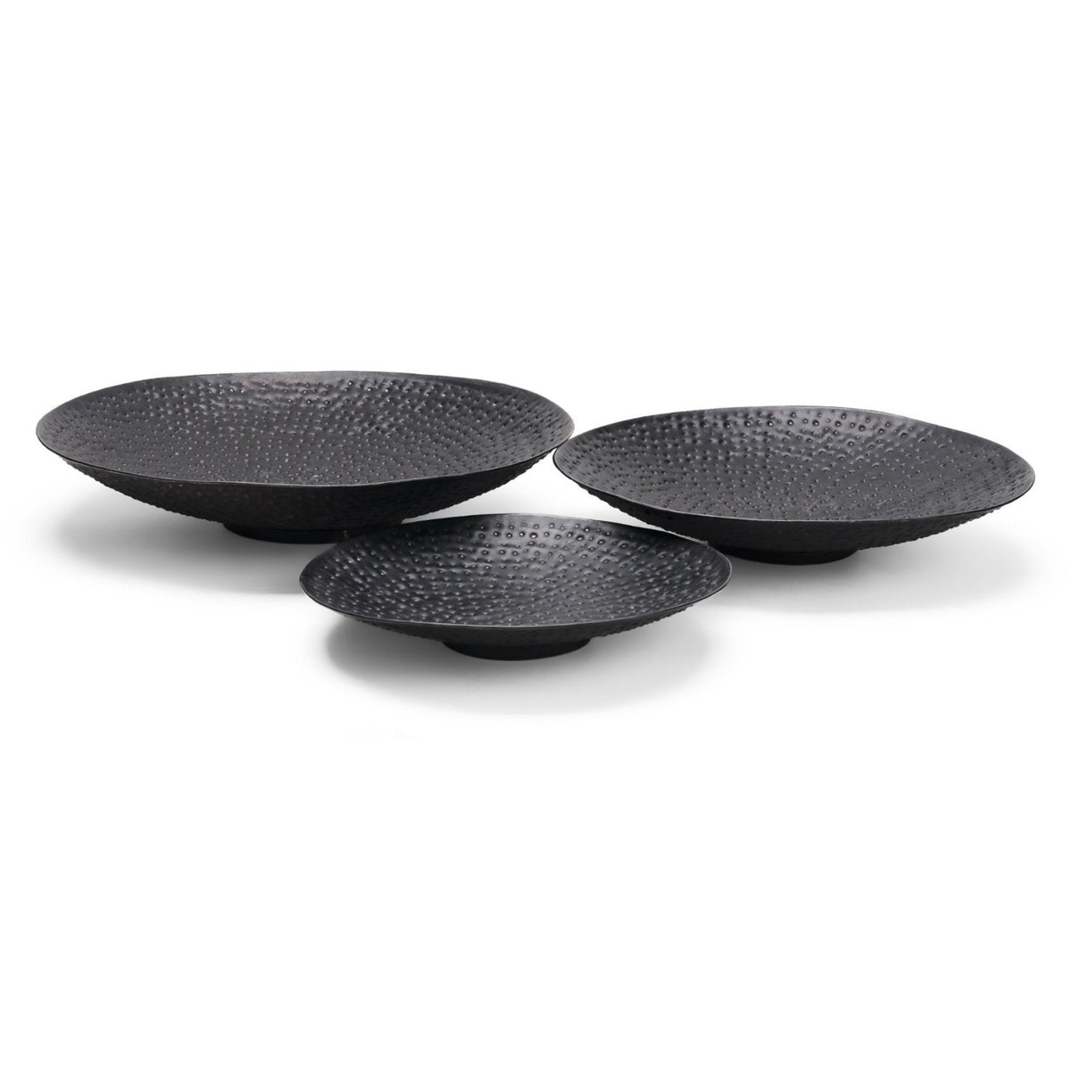Mercana Patera Hammered Iron Metal Decorative Bowl Set in Black, primary product view
