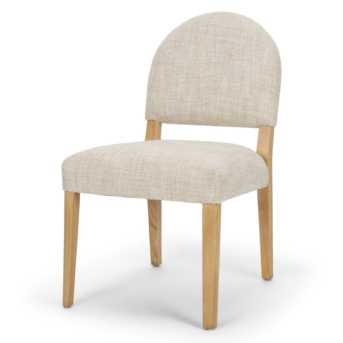 Mercana Martie Oatmeal w/Wood Rounded Back Dining Side Chair Set of 2 in Cream, primary product view