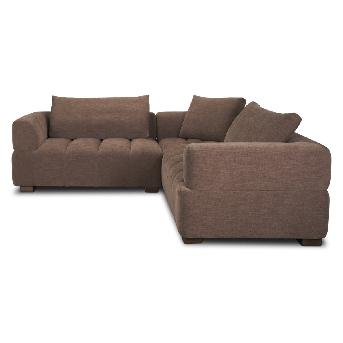 Mercana Warner Channel 3 Piece Sofa Set w/S Corner Piece w/Back Cushions in Brown, primary product view