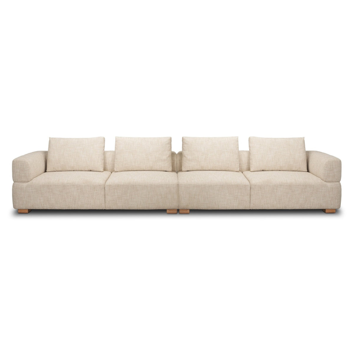 Mercana Warner Frame 2 Piece Long Sofa Set w/Back Cushions in Beige, primary product view