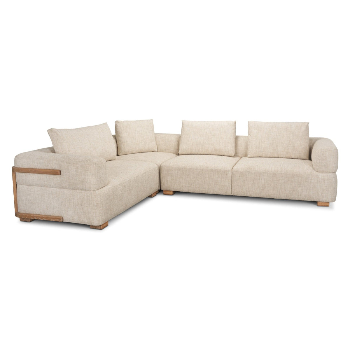 Mercana Warner Frame 3 Piece Sofa Set w/S Corner Piece w/Back Cushions in Beige, primary product view