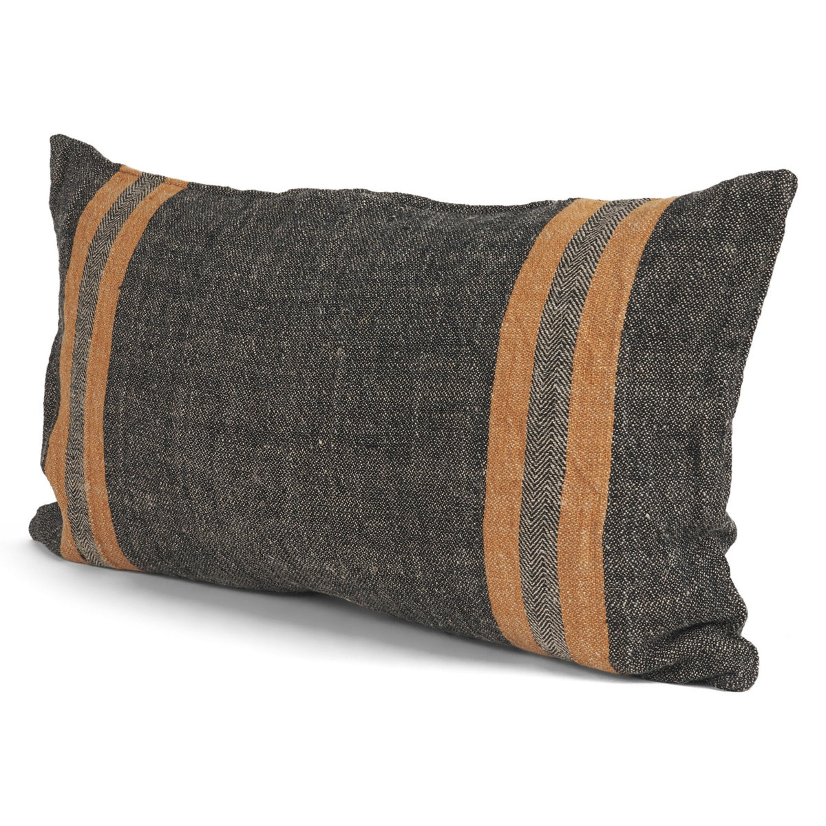 Mercana Mercer Lumbar Black w/Orange Stripes Throw Pillow in Gray, primary product view