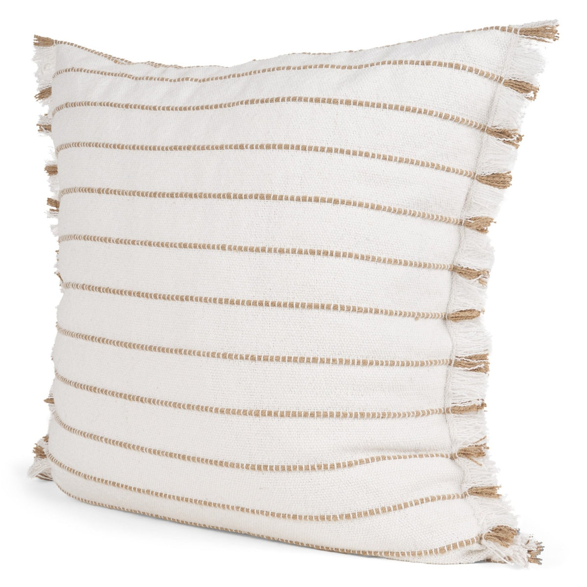 Mercana Willow Square Cream w/Camel Stripes Throw Pillow, primary product view