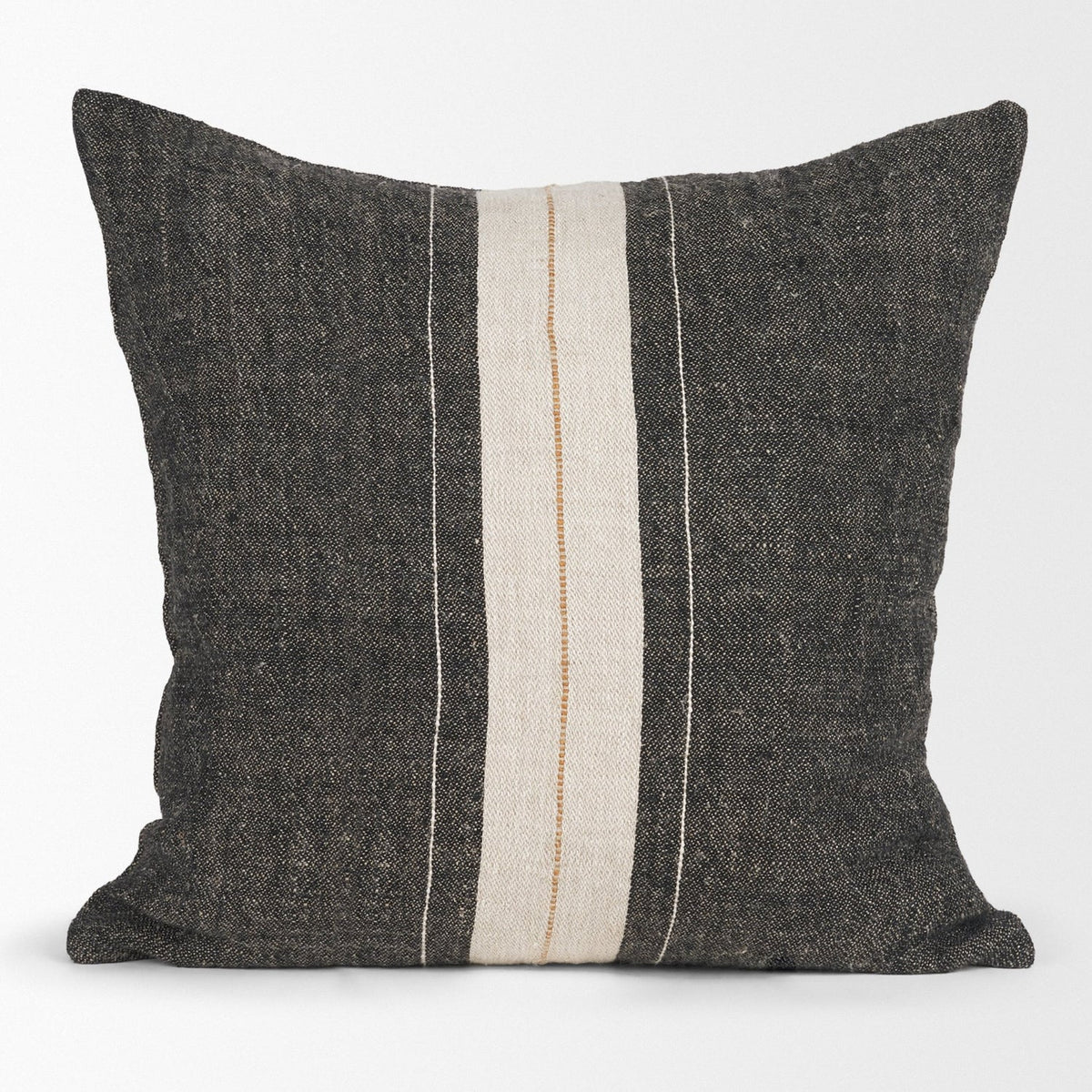 Mercana Cooper Square Black w/ Cream Stripe Pillow Cover w/Down Filler