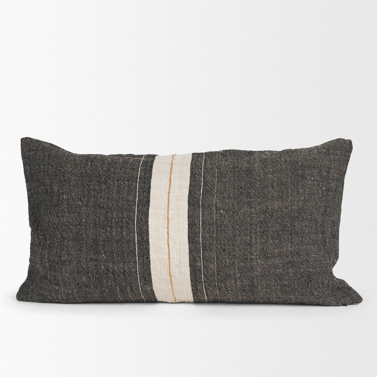 Mercana Cooper Lumbar Black w/ Cream Stripe Pillow Cover w/Down Filler