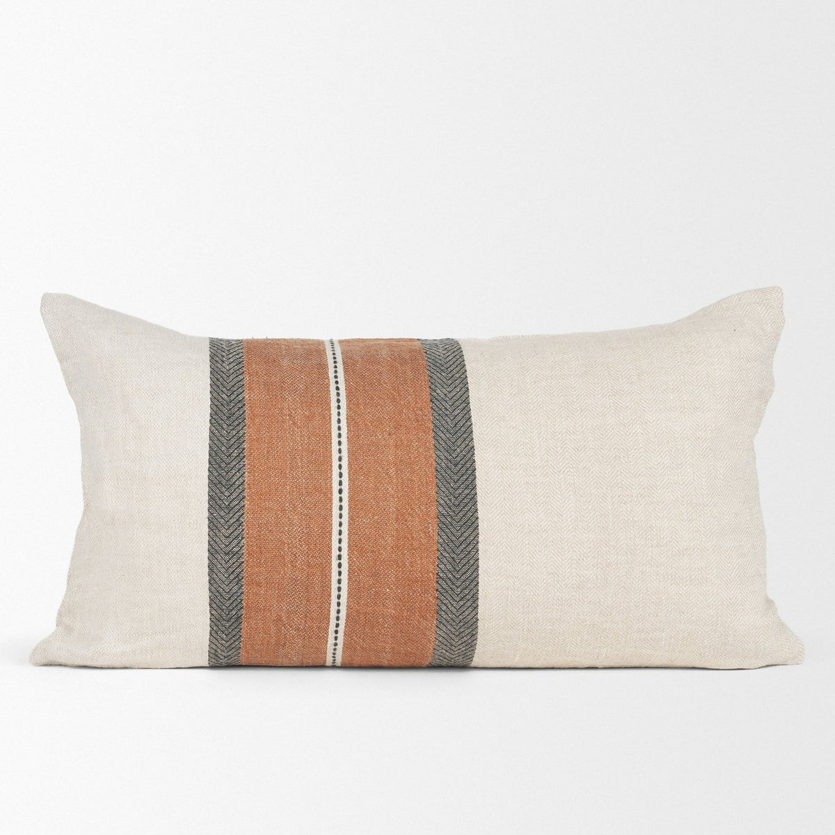 Mercana Mason Cream w/ Orange Stripe Pillow Cover w/Down Filler