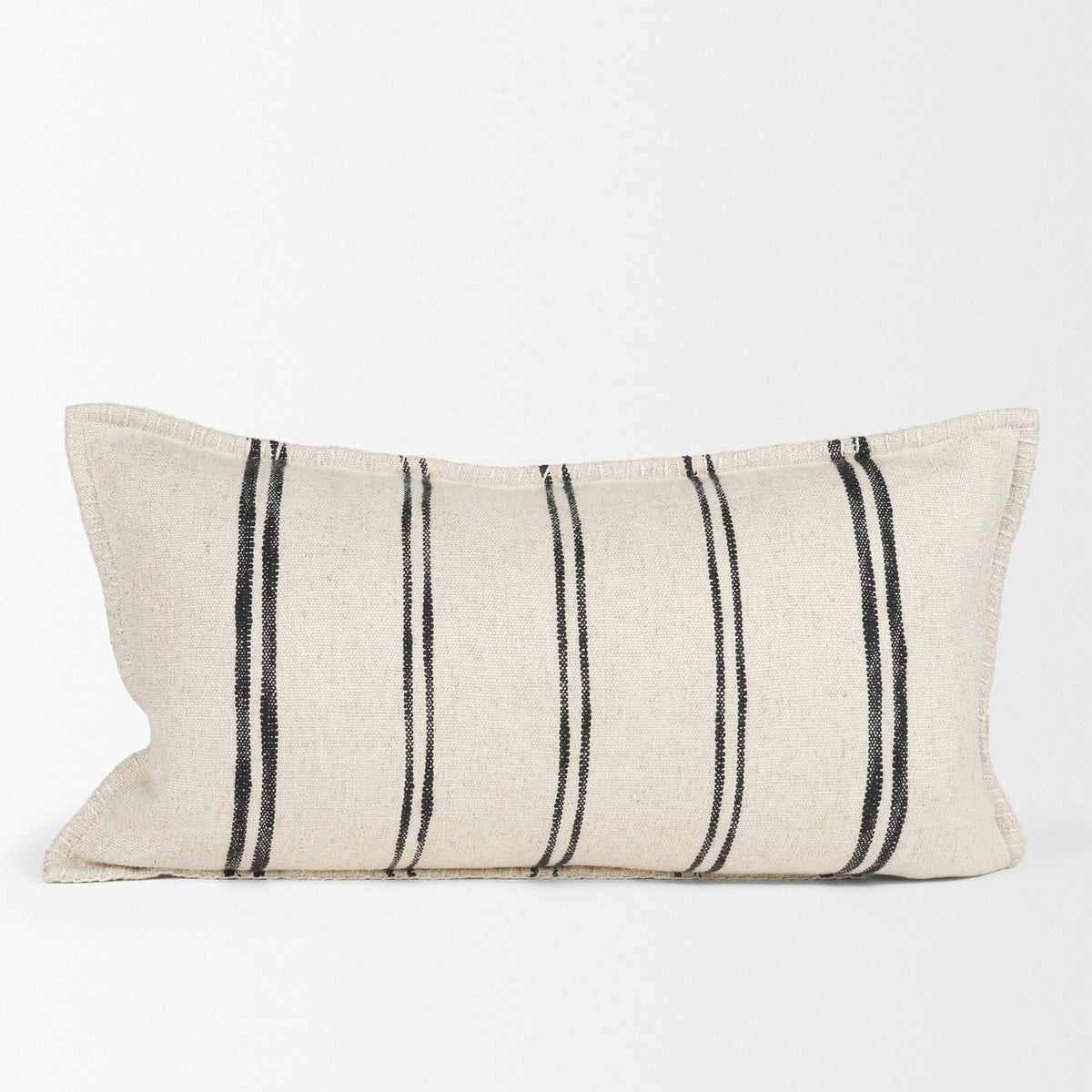 Mercana Liv Lumbar Cream w/ Black Stripes Pillow Cover w/Down Filler
