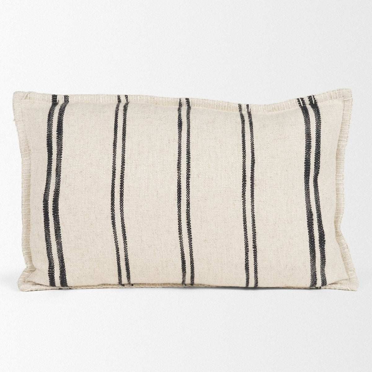 Mercana Liv Cream w/ Black Stripes Pillow Cover w/Down Filler