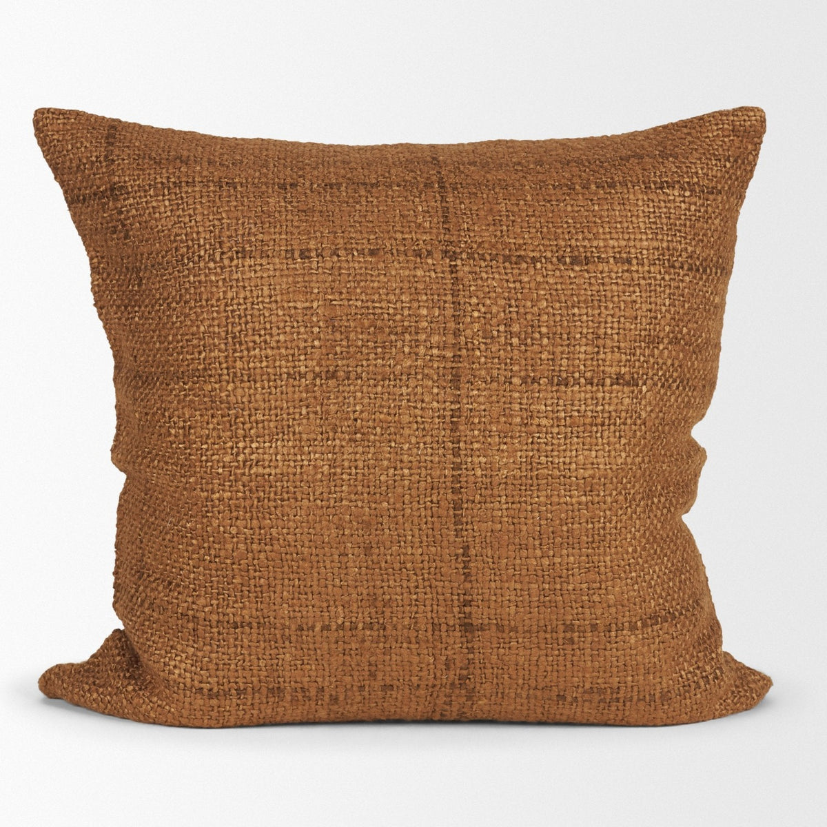 Mercana Lowen Square Copper Rust Woven Pillow Cover w/Down Filler