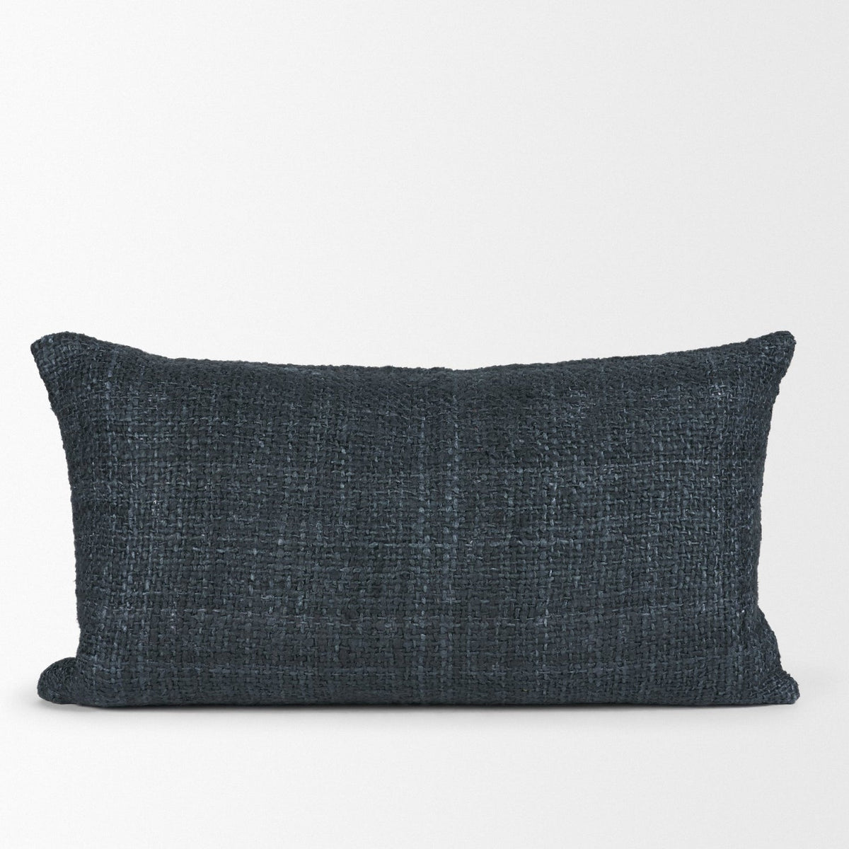 Mercana Lowen Lumbar Navy Woven Pillow Cover w/Down Filler