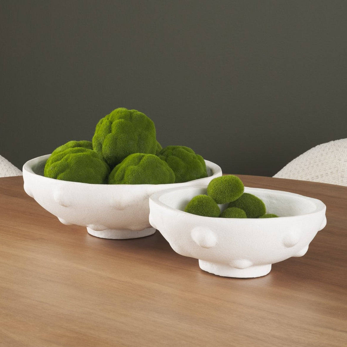 Mercana Punto Large White Paper Mache Dotted Centerpiece Bowl