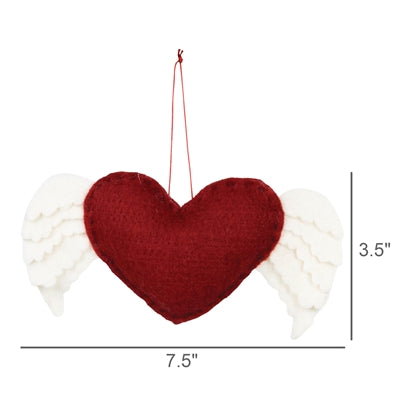 Heart with Wings Ornament Set of 3