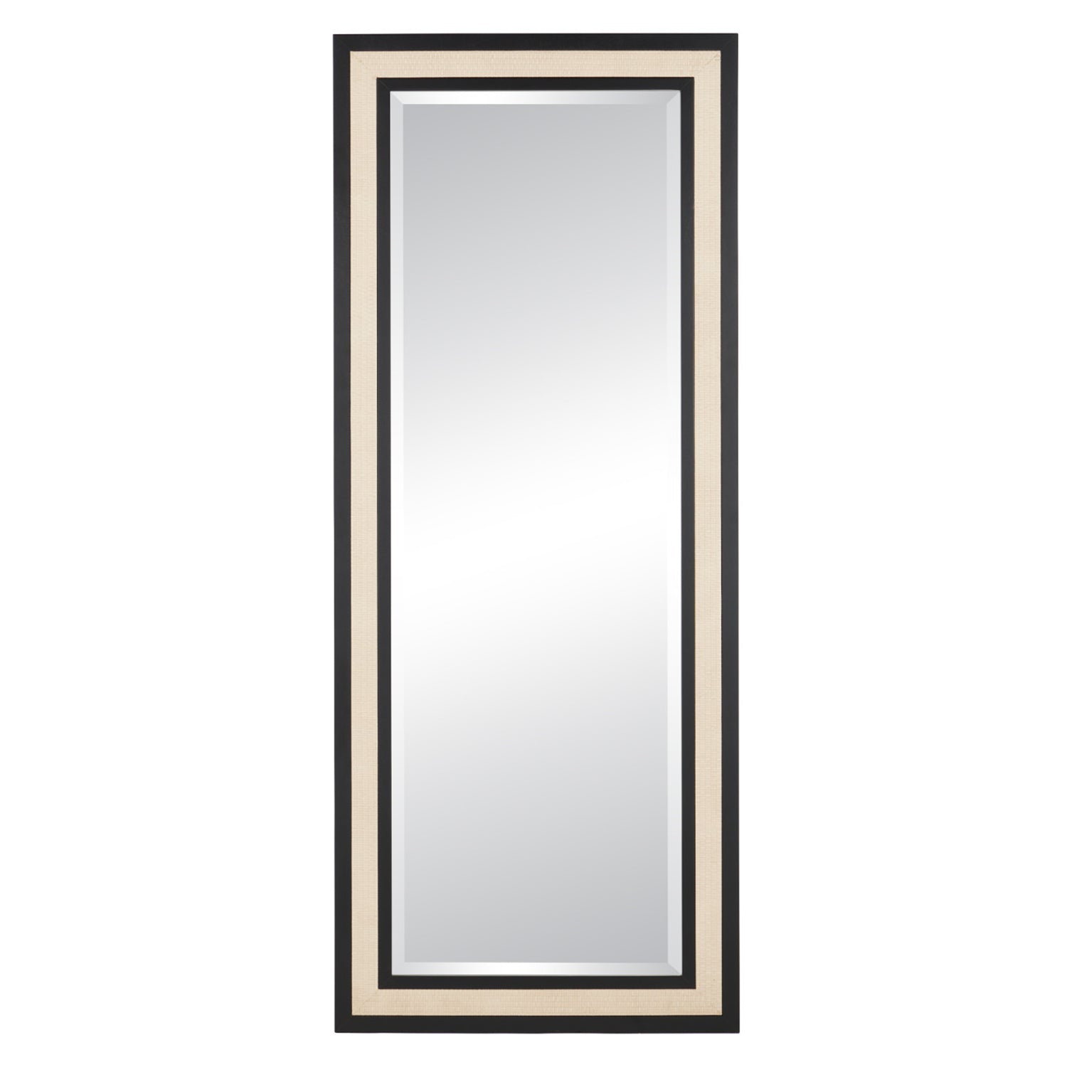 Currey & Co Deanna Ivory Raffia Rectangular Floor Mirror