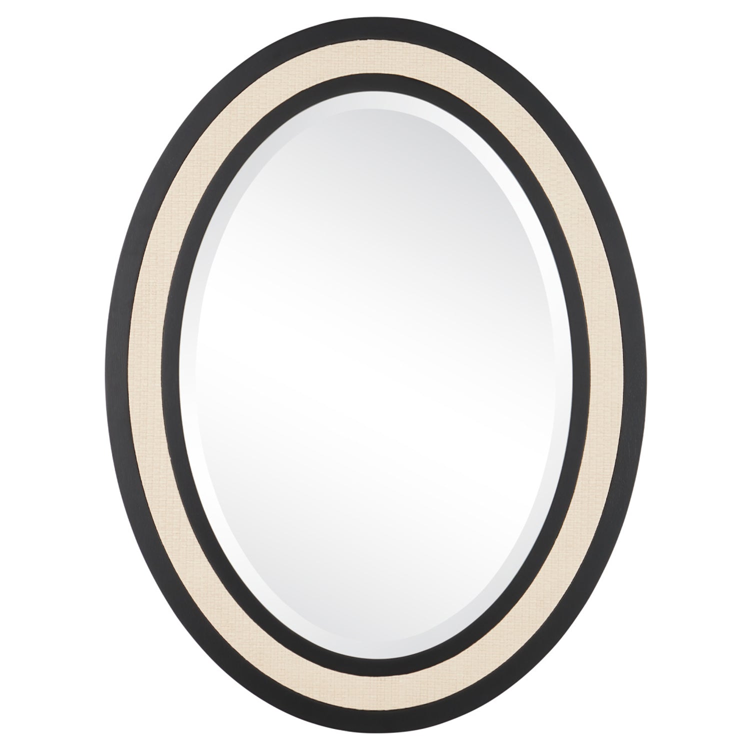 Currey & Co Deanna Ivory Raffia Oval Mirror