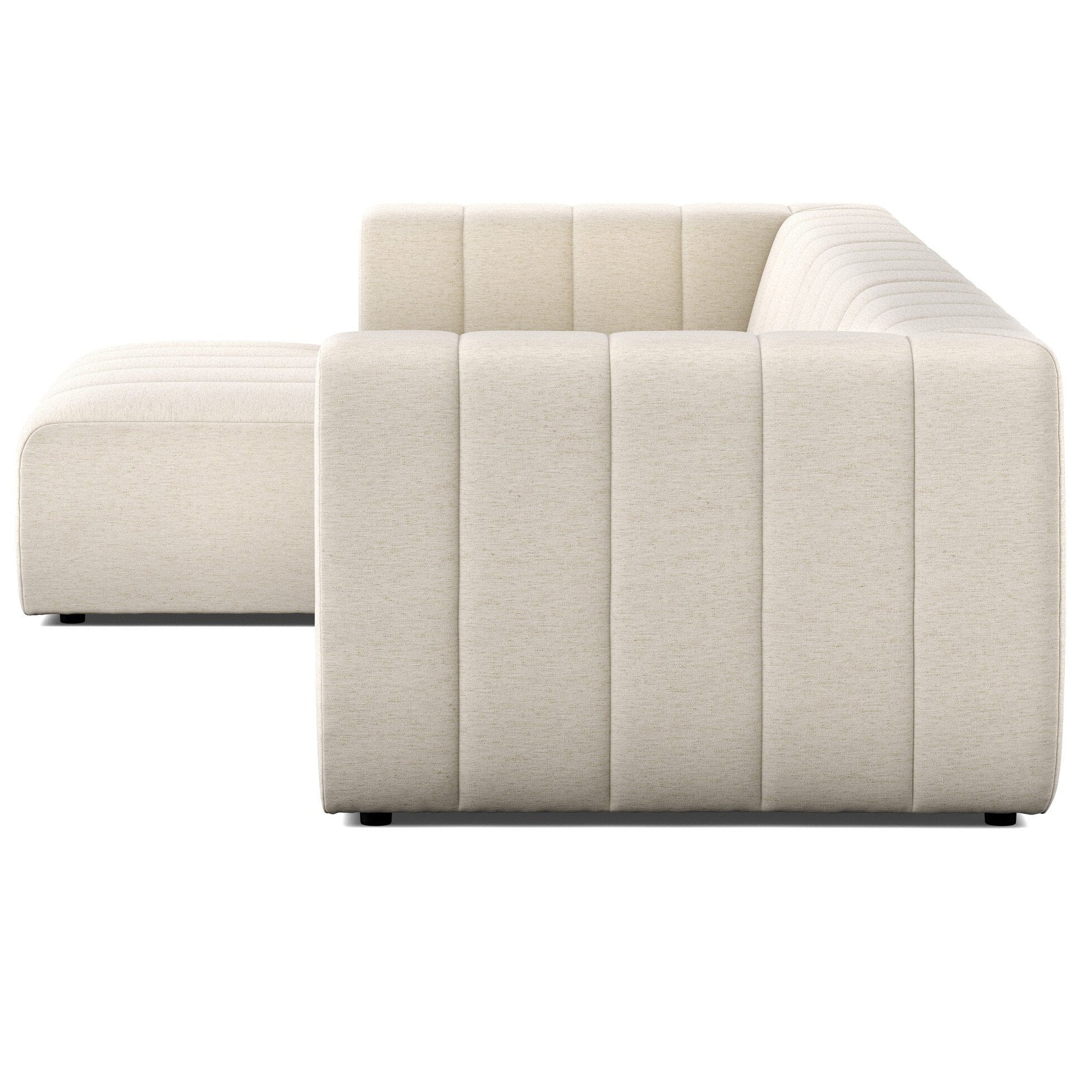 Four Hands Langham Channeled Crypton Nomad Snow 4 Piece Sectional Sofa side view