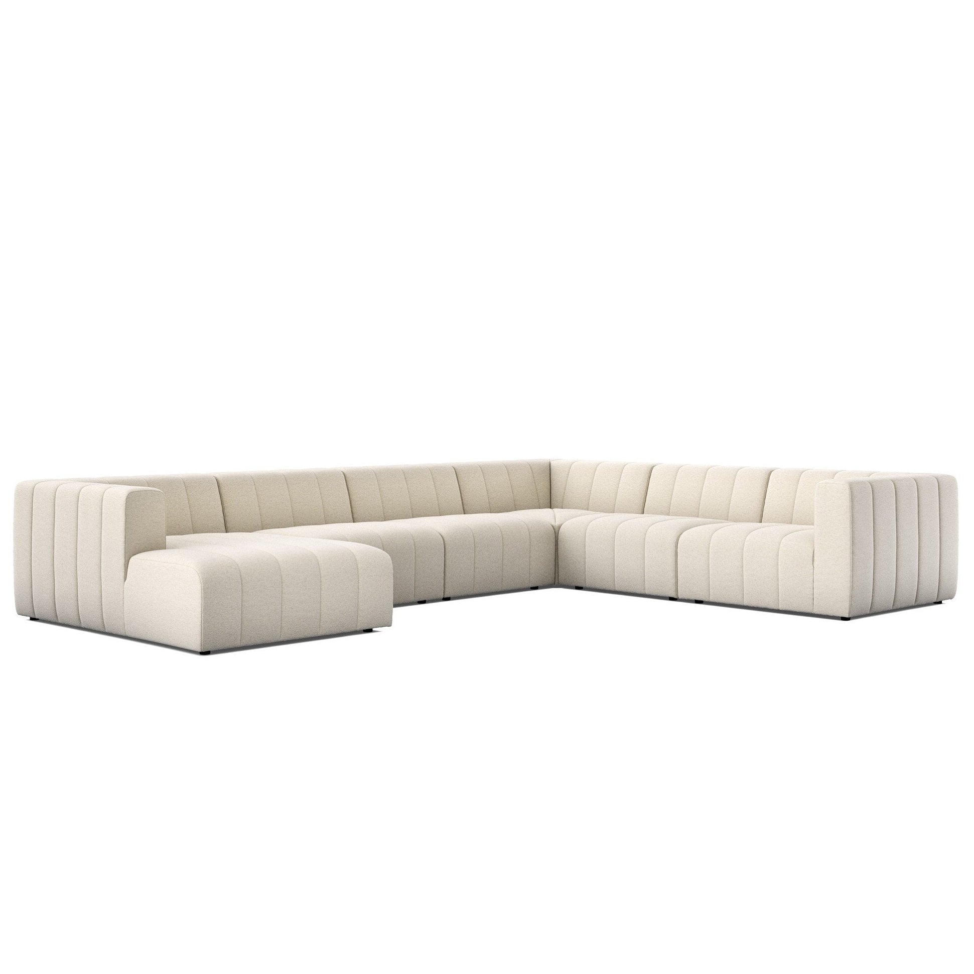 Four Hands Langham Channeled Crypton Nomad Snow 6 Piece Sectional Sofa styled view
