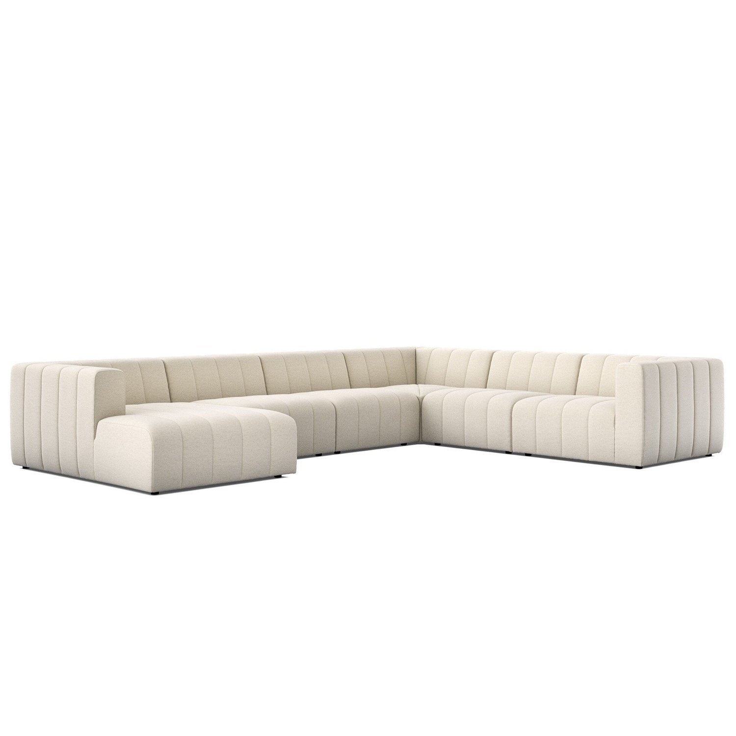 Four Hands Langham Channeled Crypton Nomad Snow 6 Piece Sectional Sofa styled view
