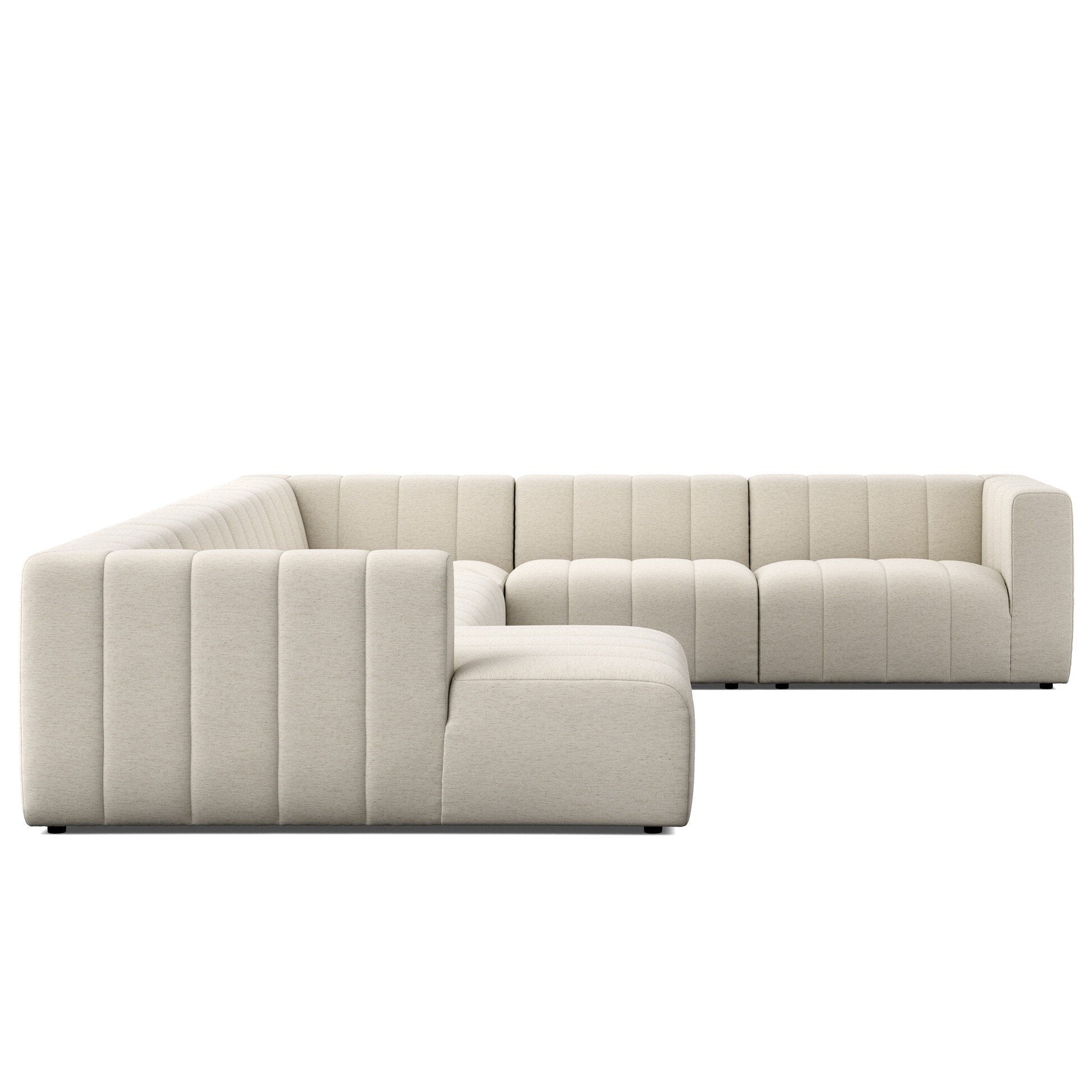 Four Hands Langham Channeled Crypton Nomad Snow 6 Piece Sectional Sofa side view